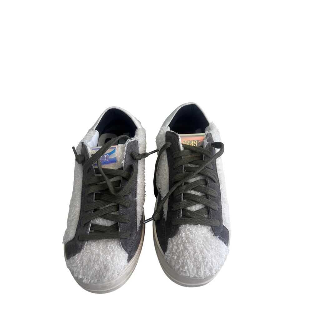 P448 John White Faux Shearling Suede Sneakers Women's Size 38
